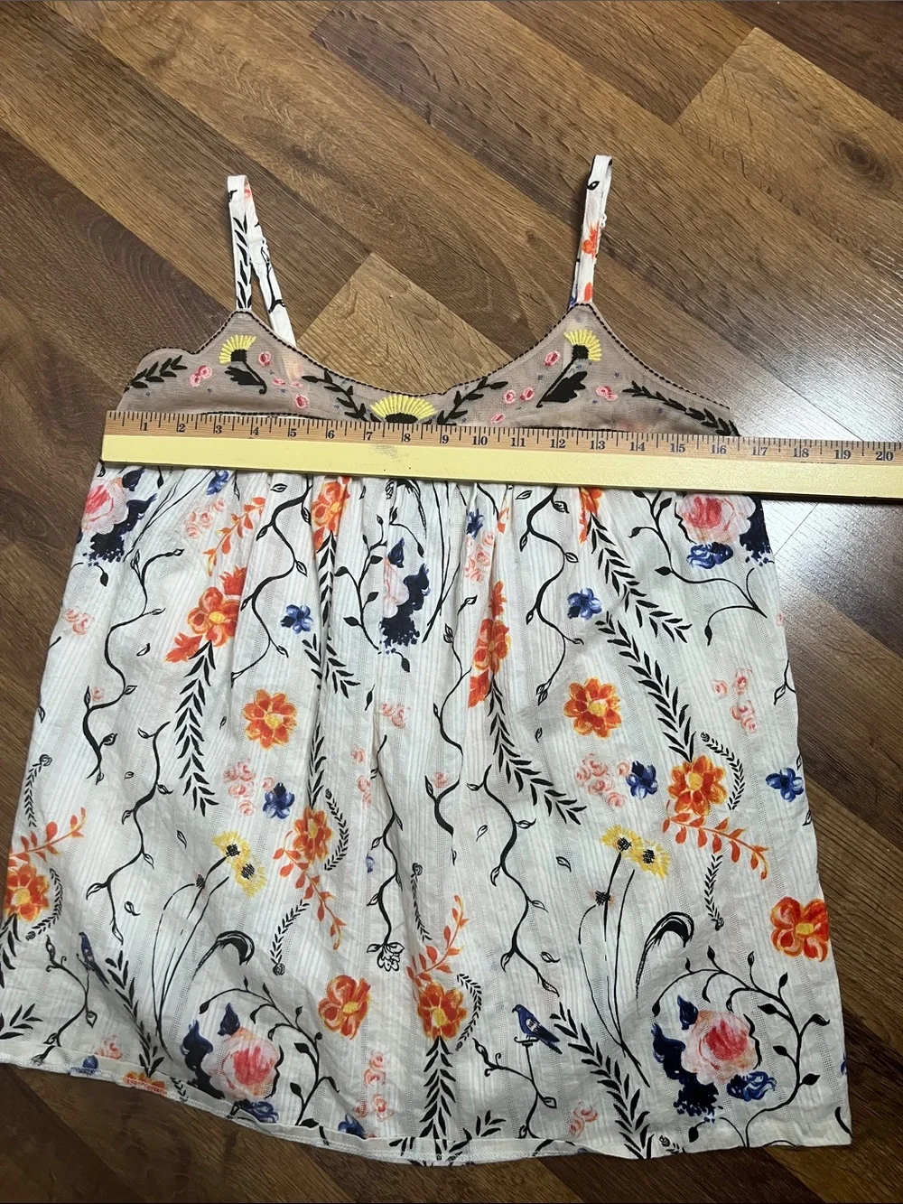 Anthropologie Lilka Mesh and Cream Floral Spaghetti Strap Tank Size Medium